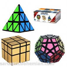 Squaad Magic Cube Set of 3 Popular Cubes bundles- Pyraminx Pyramid 3-d Puzzle cube Megaminx Cube and Gold Mirror Cube Black Great Entertainment For Adults and Kids B01JB1NP9Q